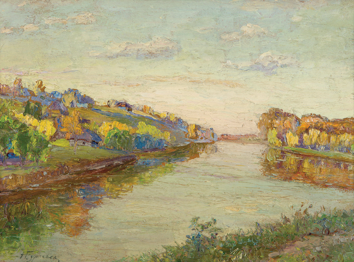 Mykola Burachek impressionistic autumn river landscape painting