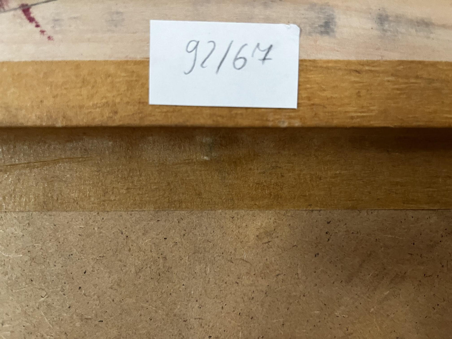 Back of Pavlov Victor oil painting portrait frame with 92/64 label