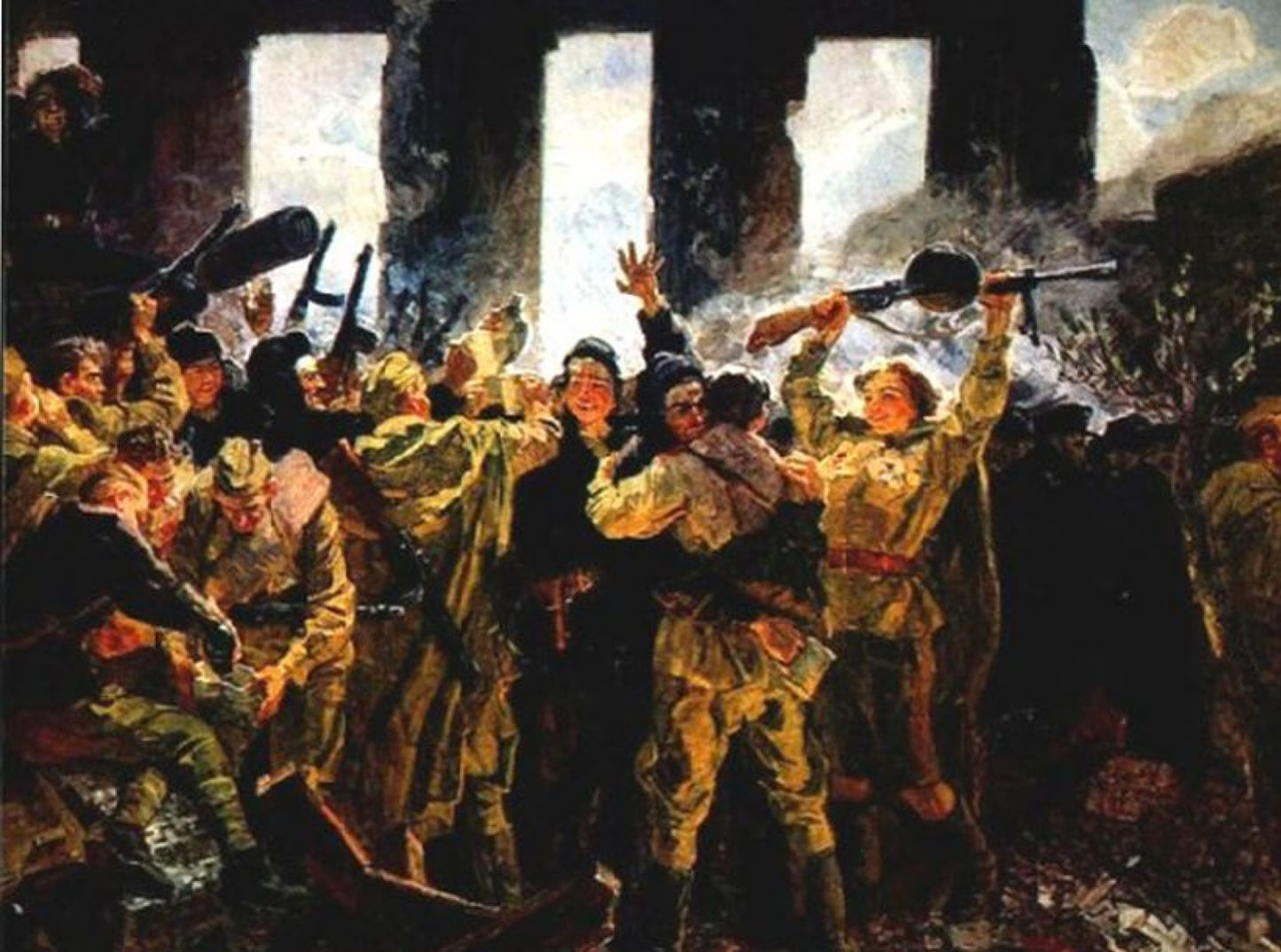 Oleksandr Lopukhov museum quality painting of soldiers in rubble
