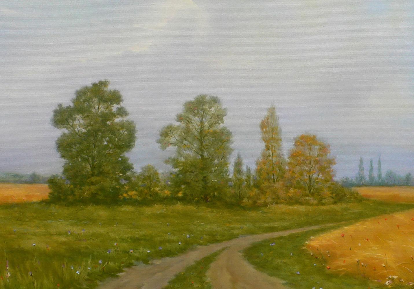 Serene oil painting Road under the Clouds by Vasily Korkishko