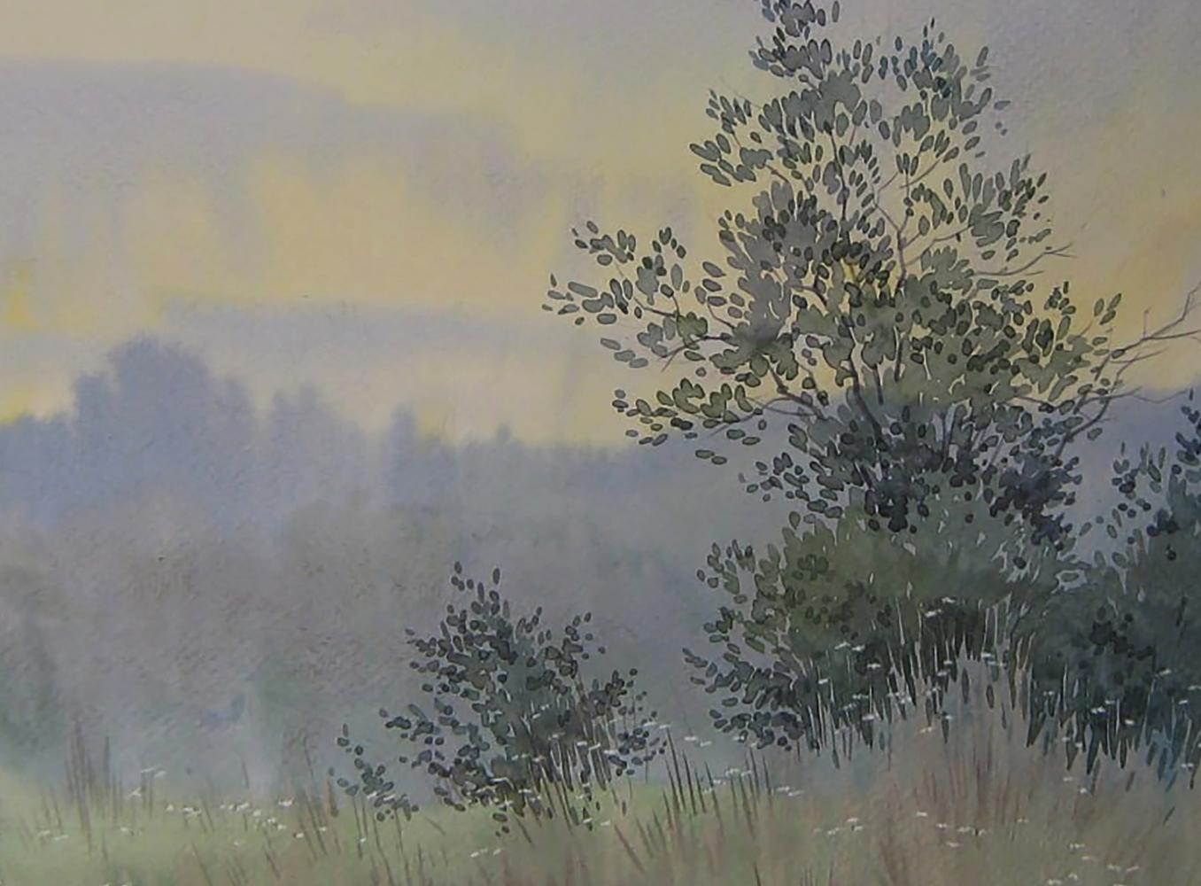 Watercolor painting Morning in nature by Valery Savenets tree landscape