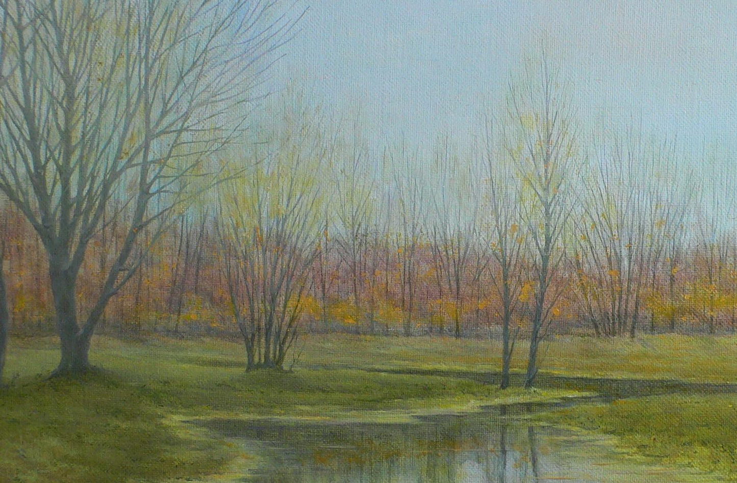 Oil painting Autumn motive by Vasily Korkishko: serene landscape