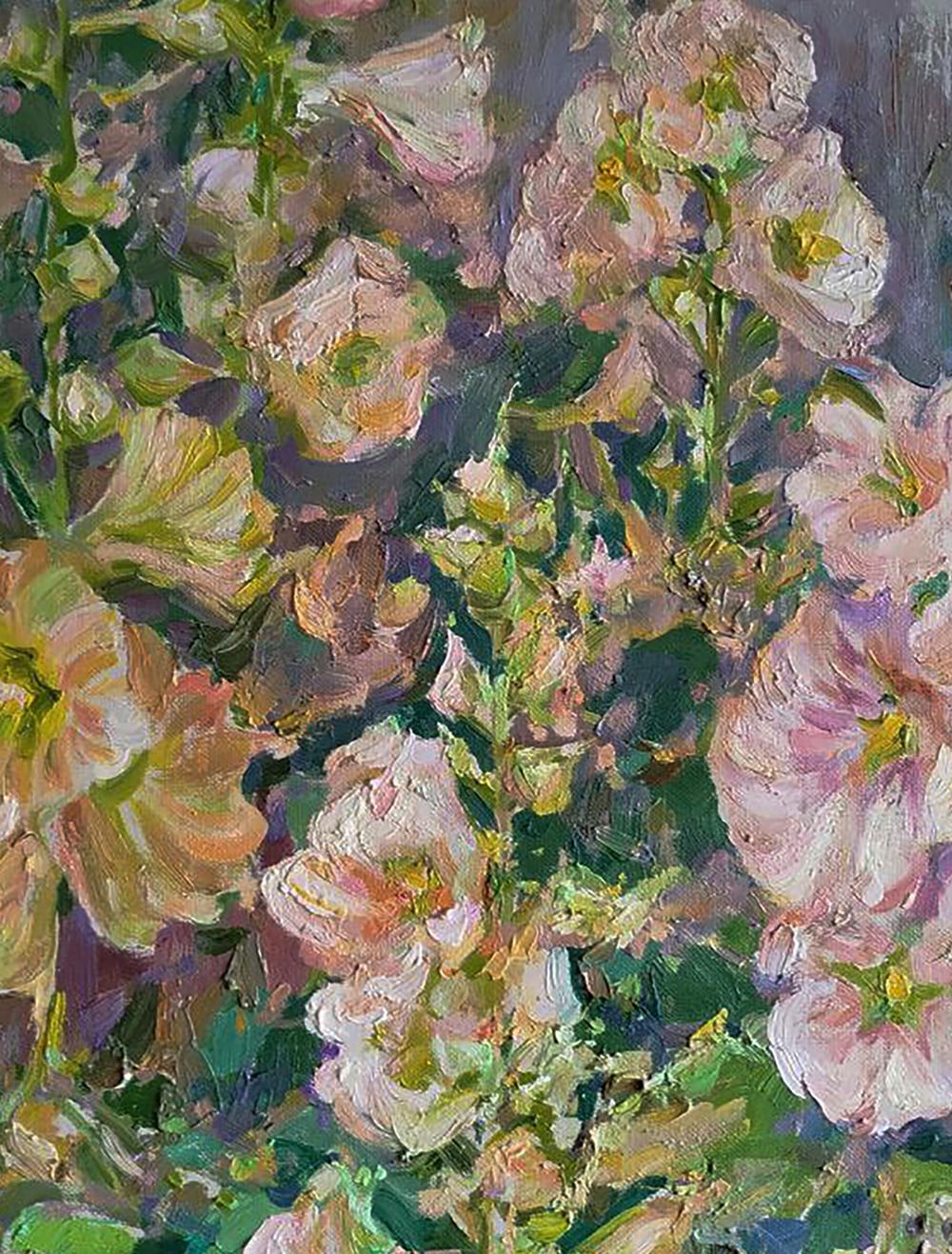 Vibrant impressionist oil painting Flowers in the Garden by Leonid Pavlenko