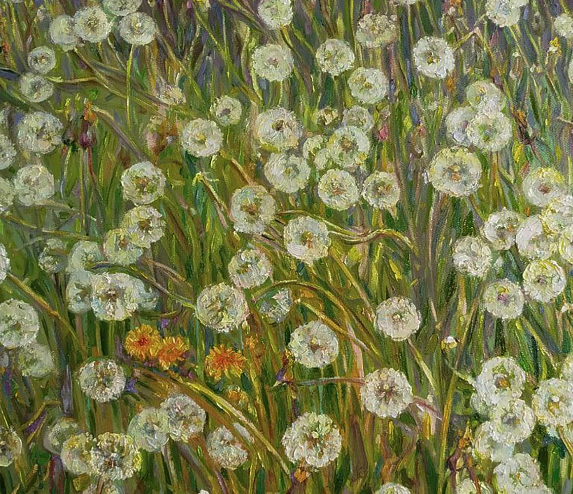 Oil painting of blooming dandelions by Leonid Pavlenko