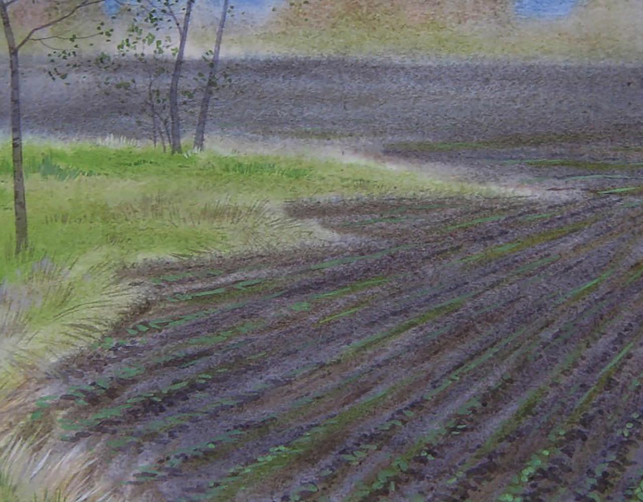 Watercolor painting of lavender spring field by Valery Savenets