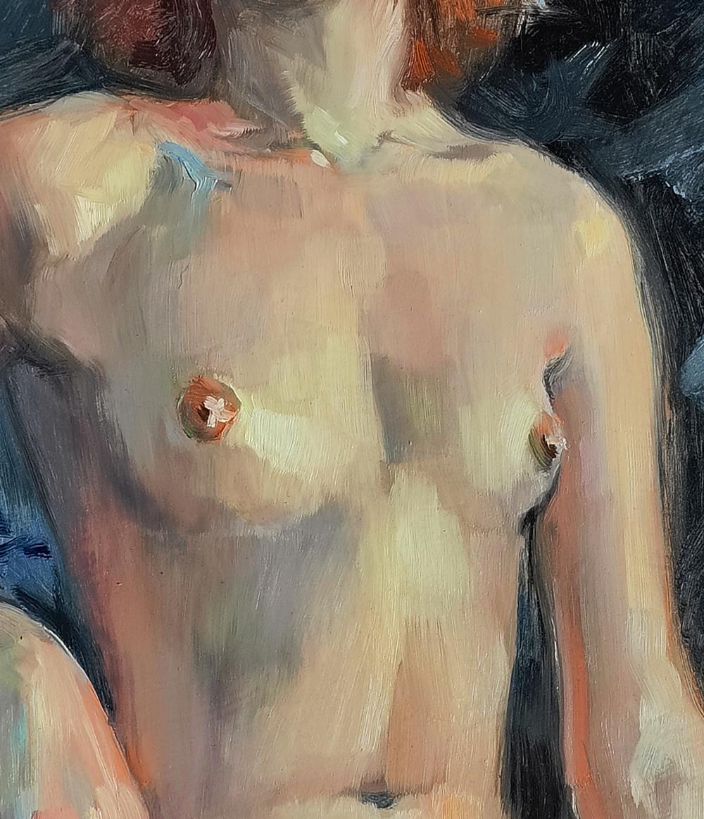 Impressionistic oil painting of female figure torso by Oksana Osnach