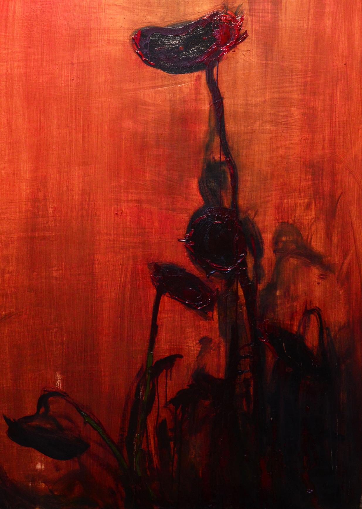 Oil painting Sunflowers in the night by Natalia Korf-Ivaniuk