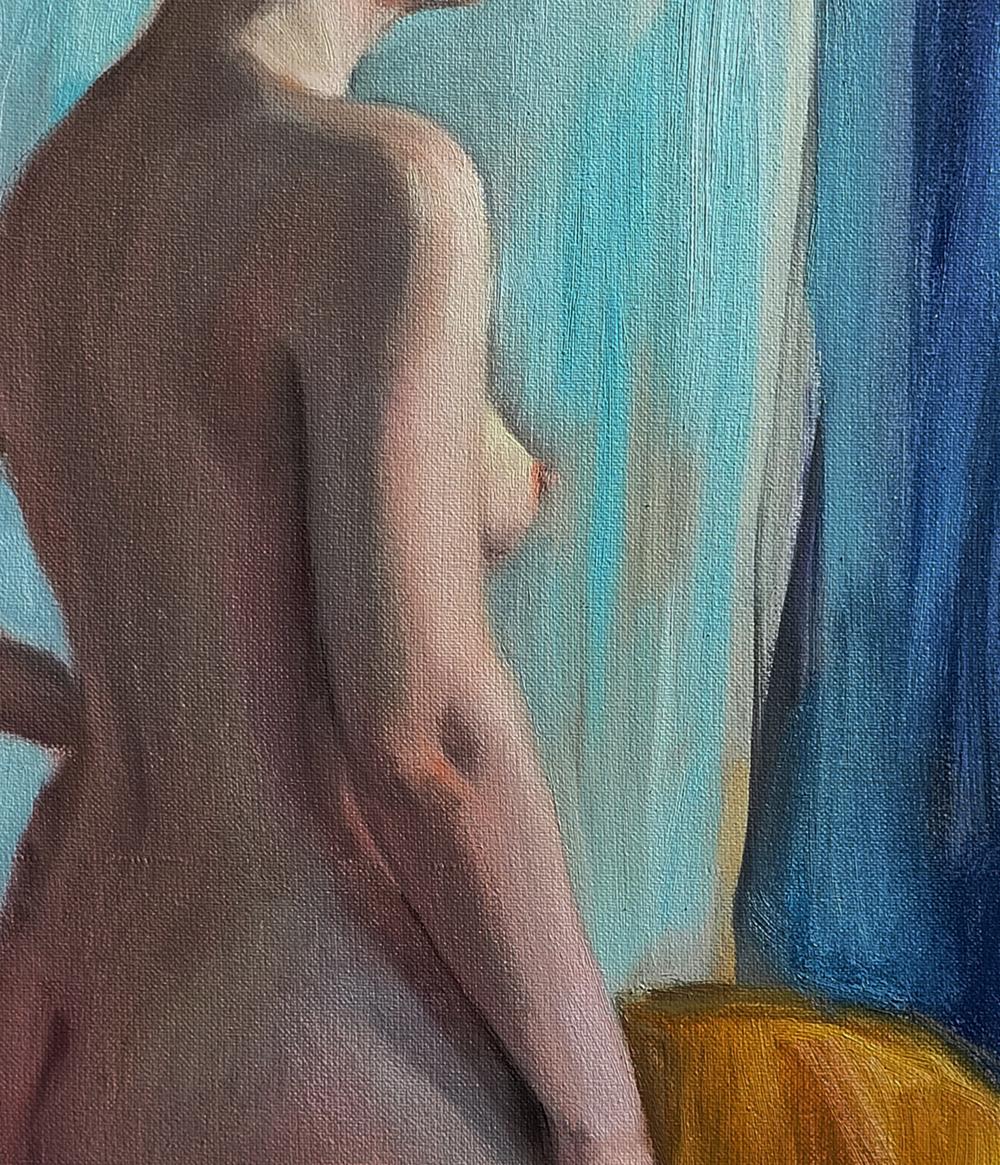 Oil painting Morning portrait of girl back view by Oksana Osnach