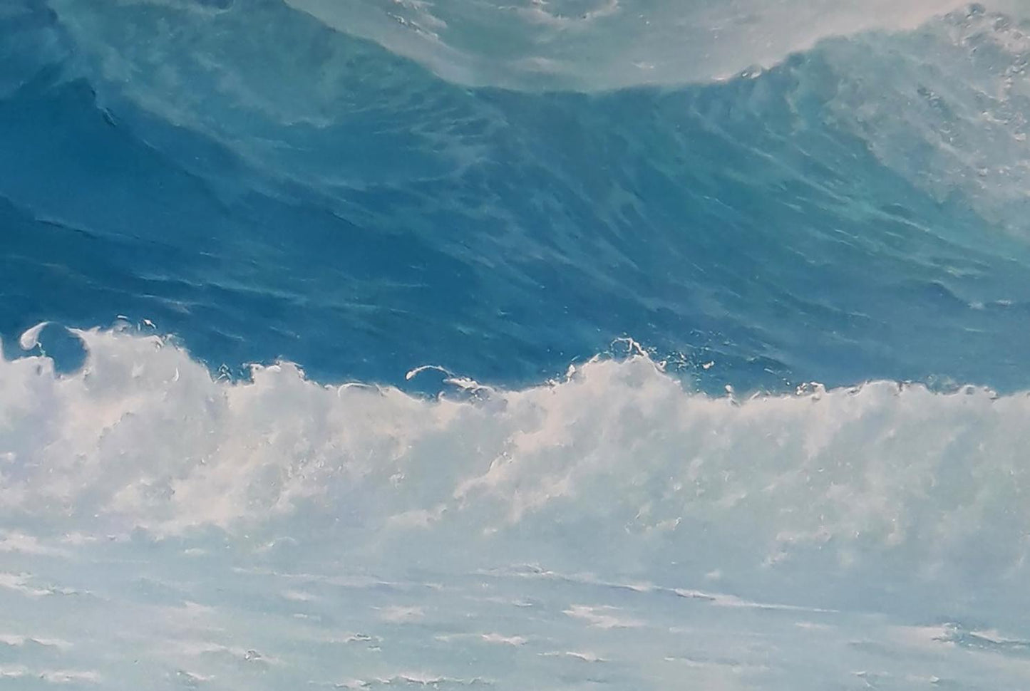 Oil painting The beginning of the storm by Vasily Korkishko: curling blue wave