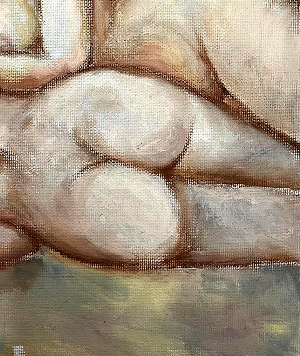 Oil painting of female figures relaxing by Tatyana Nikolsk, soft flesh-toned form