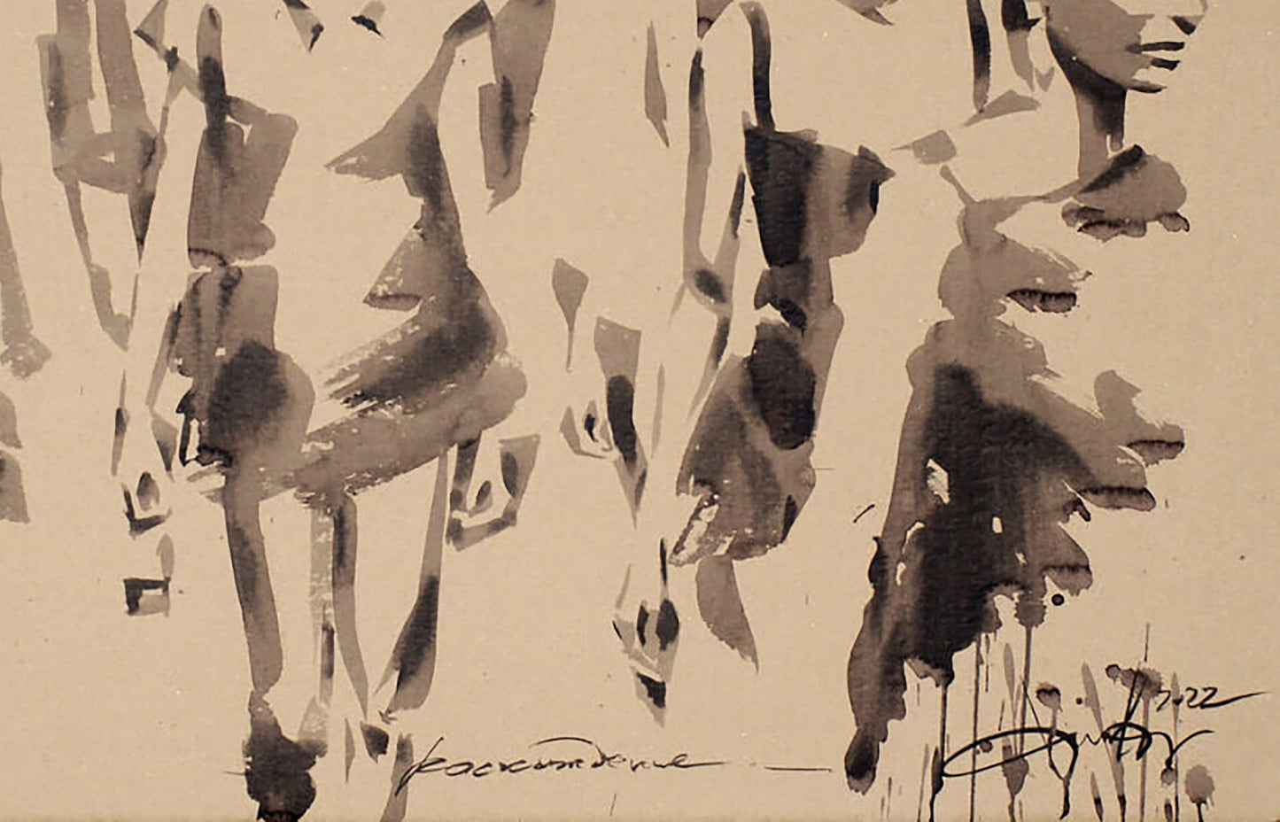 Abstract ink painting Divergence of people by Dima Filatov