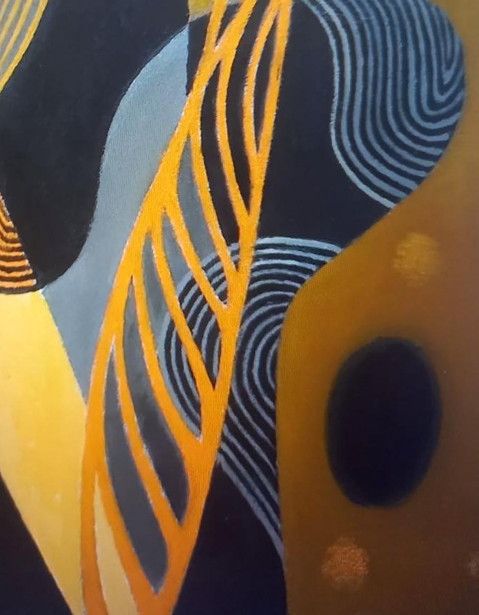 Oil painting Excitement by Alexander Strashevich with yellow black gray swirls