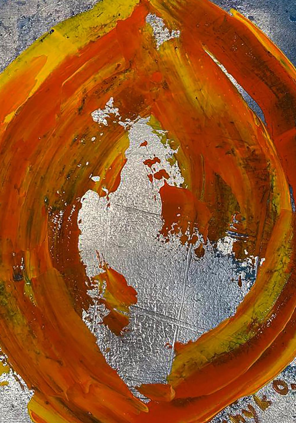 Acrylic painting Delicious life by Olga Melezhik: vibrant orange swirls