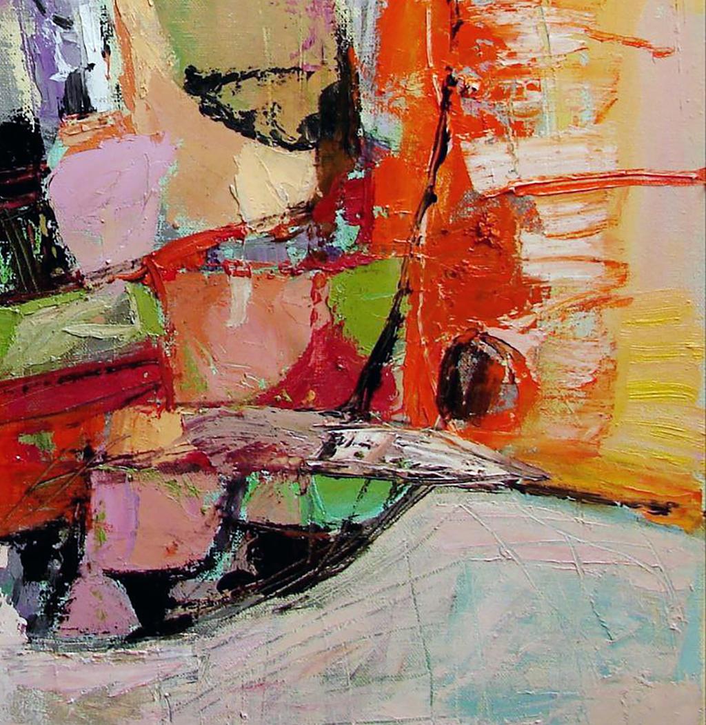 Vibrant oil painting Orange Mood by Tatyana Shulyak in red orange green black