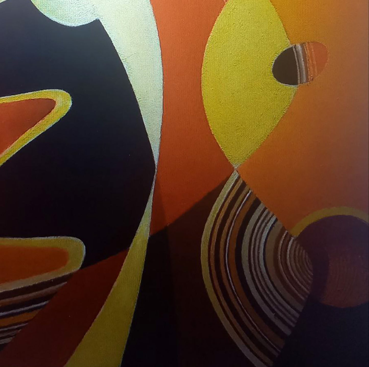Vibrant Sunset oil painting by Alexander Strashevich with bold orange, yellow, black shapes
