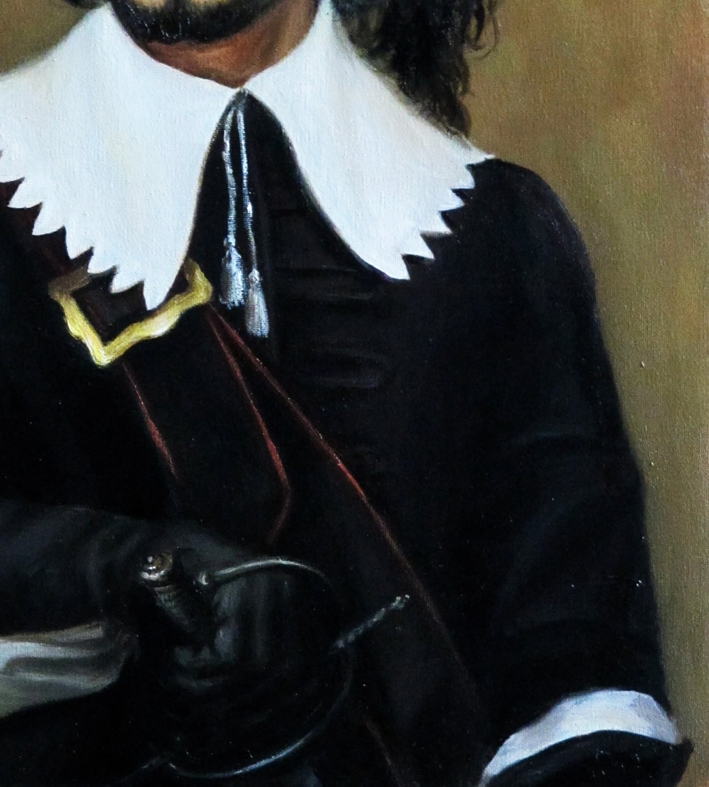 Oil painting Rochefort Valeriy Bulat black velvet jacket with white ruffled collar