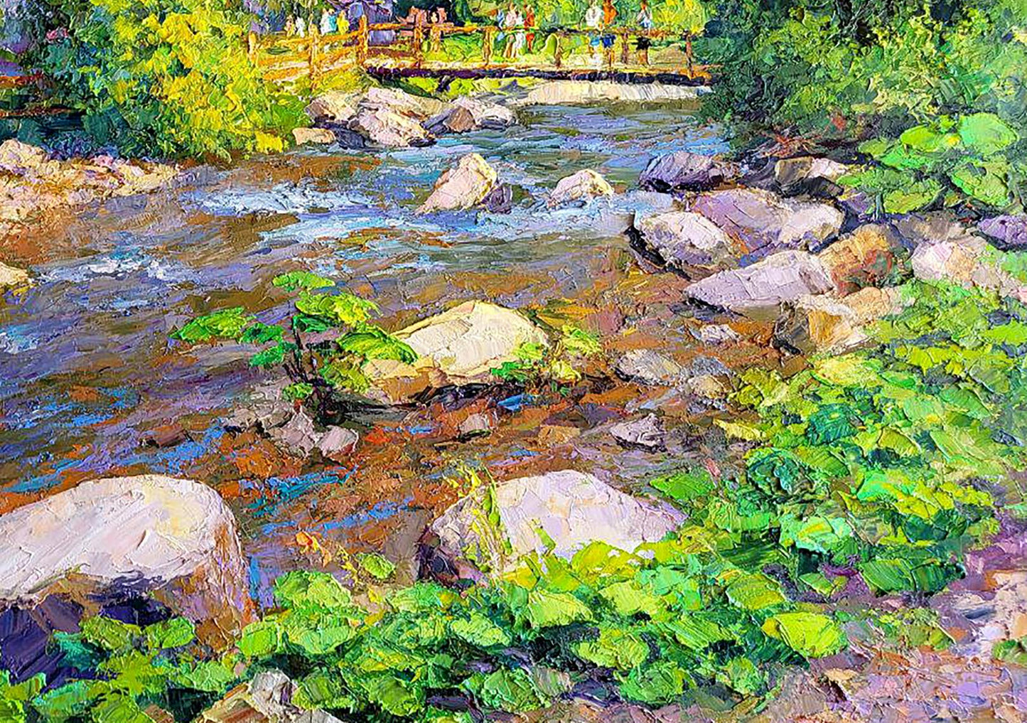 Vibrant impressionist oil painting April morning at the temple by Boris Serdyuk