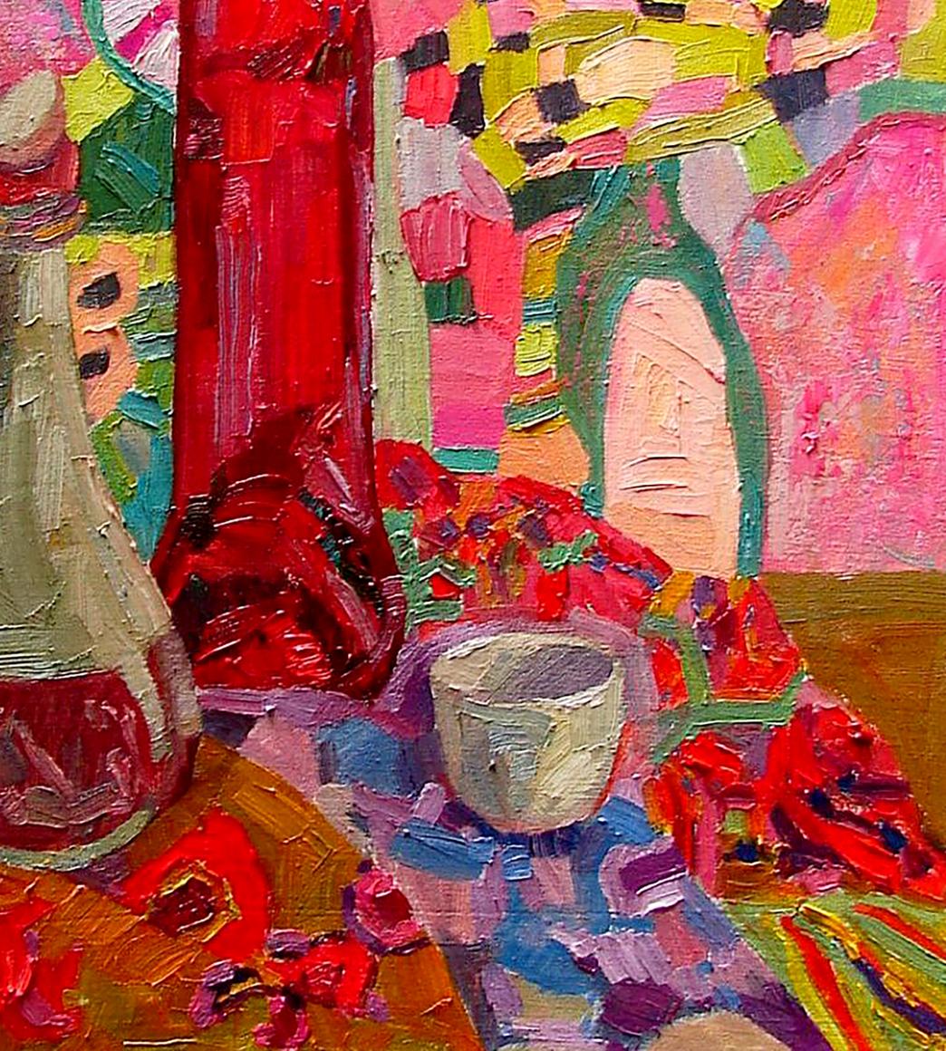 Oil painting Still life with red bottle by Tatyana Shulyak