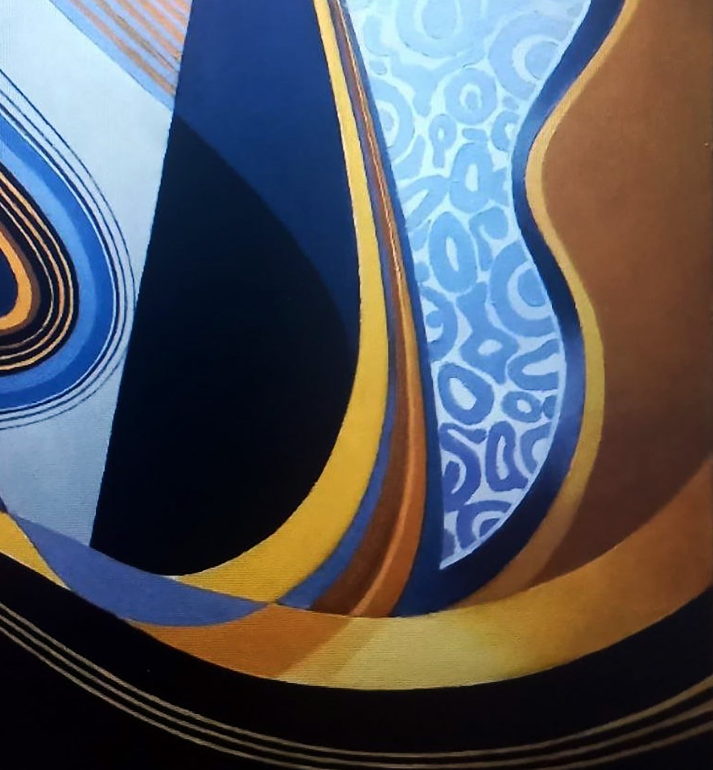 Oil painting Sail by Alexander Strashevich with bold navy, yellow curves