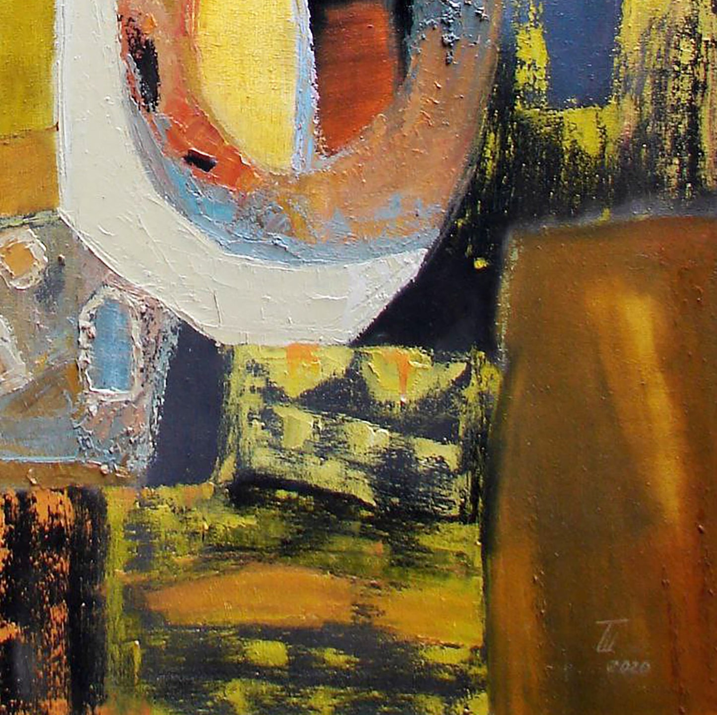 Oil painting Golden Rain by Tatyana Shulyak with bold textured strokes