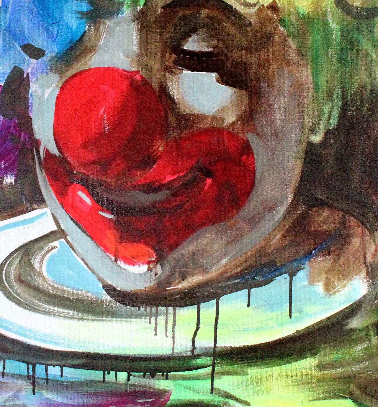 Oil painting Head clown by Ed Potapenkov with vibrant red cheeks