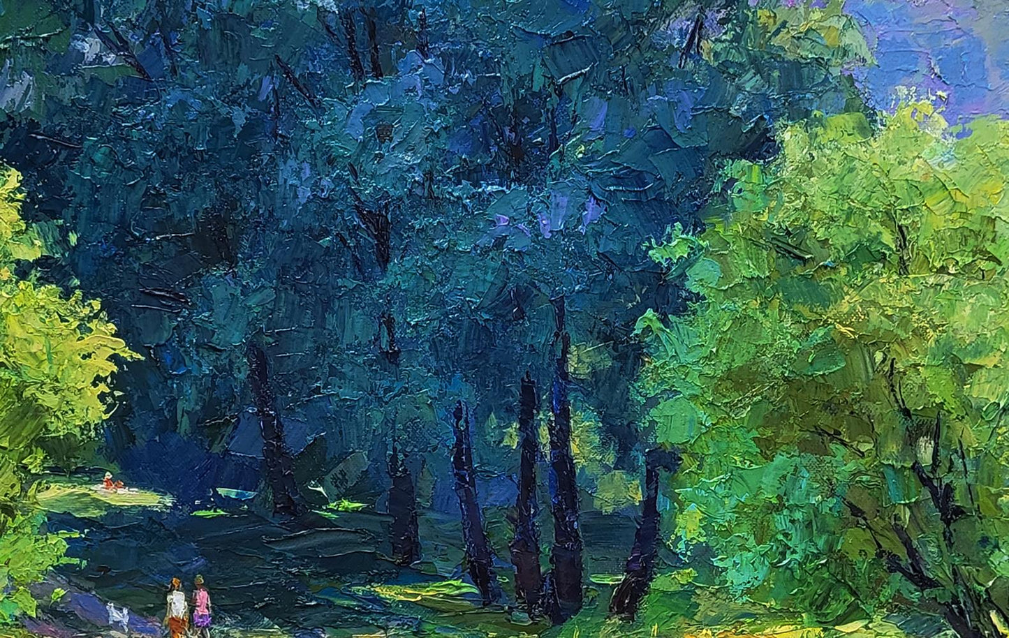 Vibrant impressionist oil painting Road to the River by Boris Serdyuk, forest scene