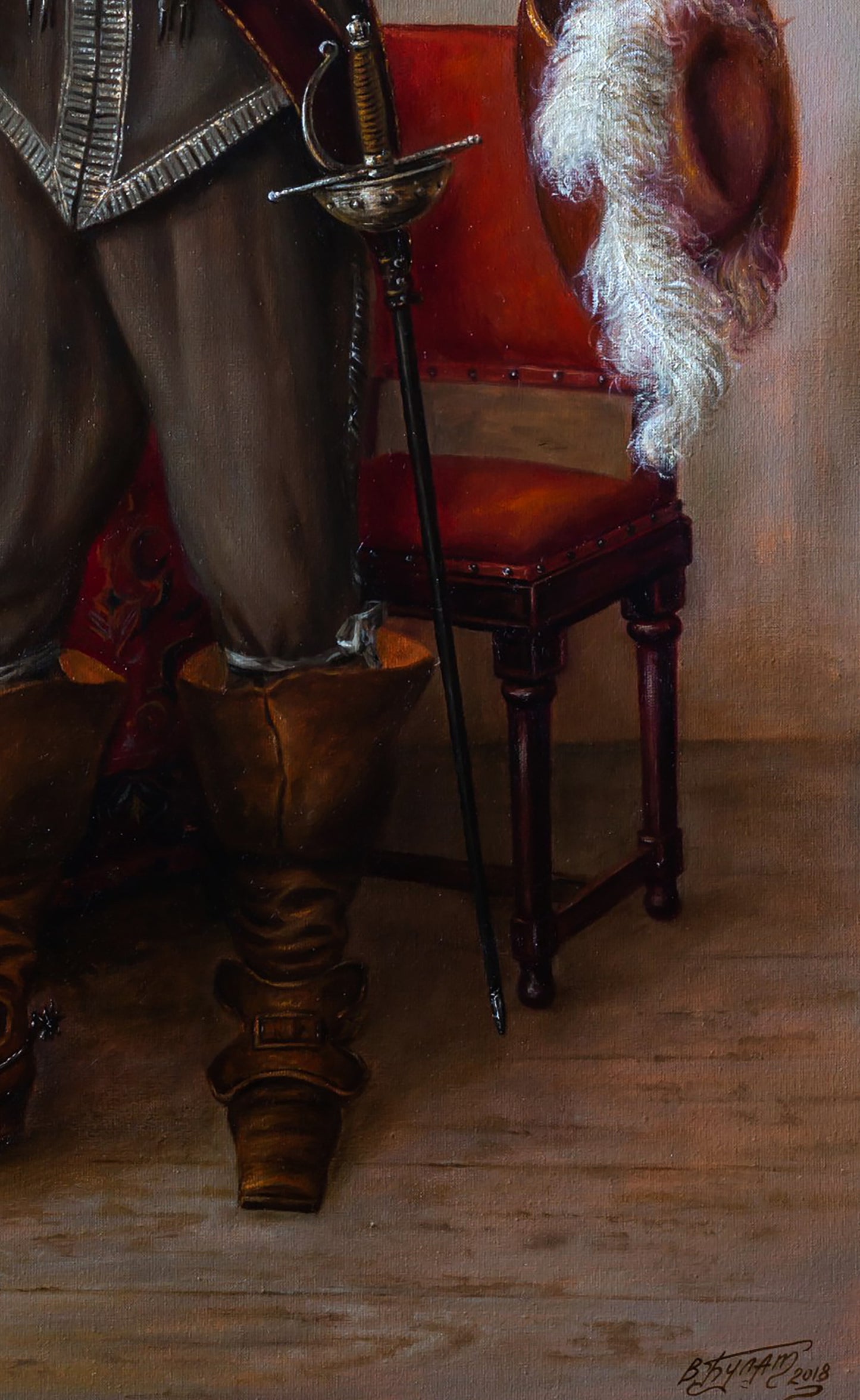 Oil painting of silver-hilted sword by Aramis’s Golden Dreams, Valeriy Bulat