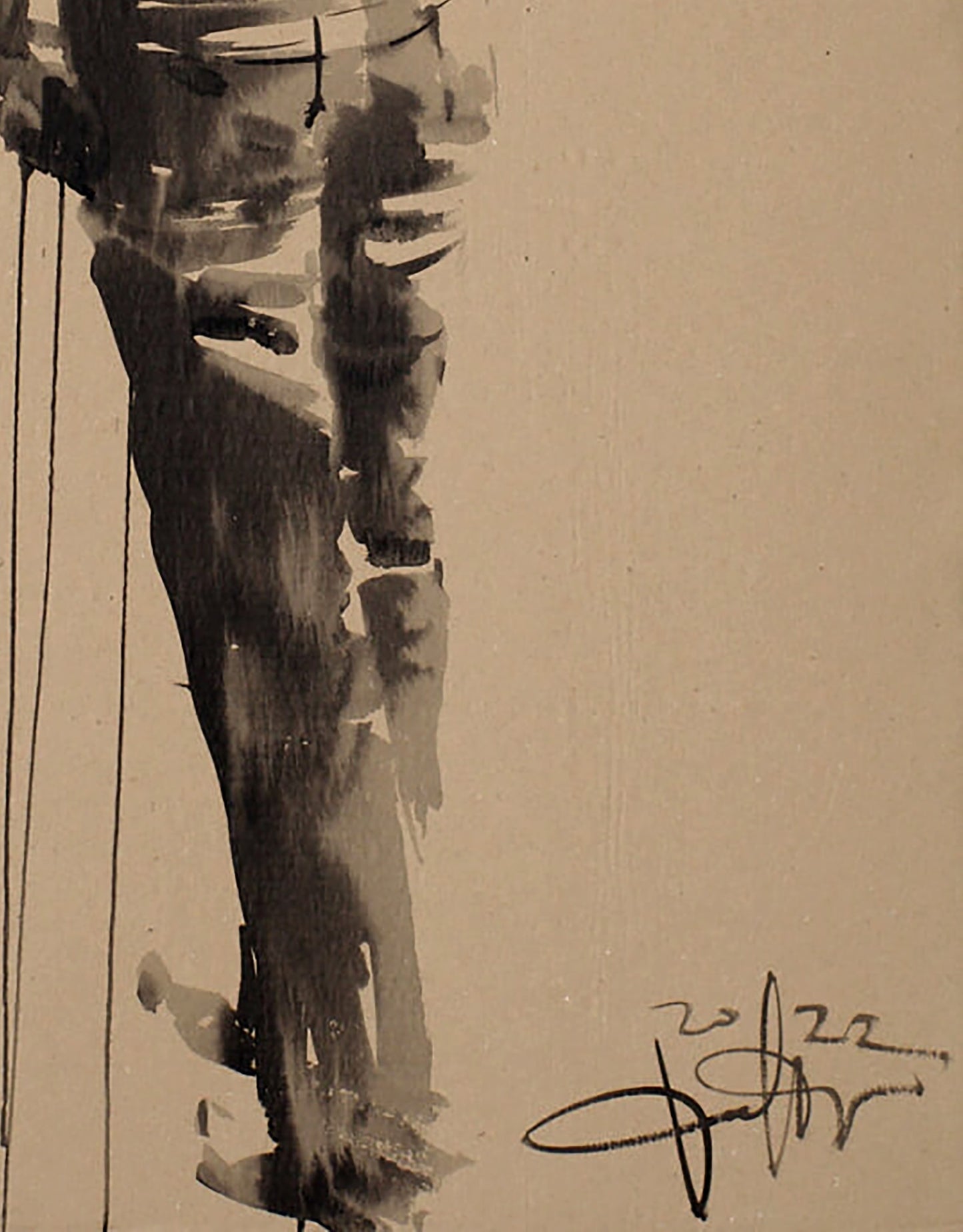 Abstract acrylic painting Step by Dima Filatov with bold ink brushstrokes
