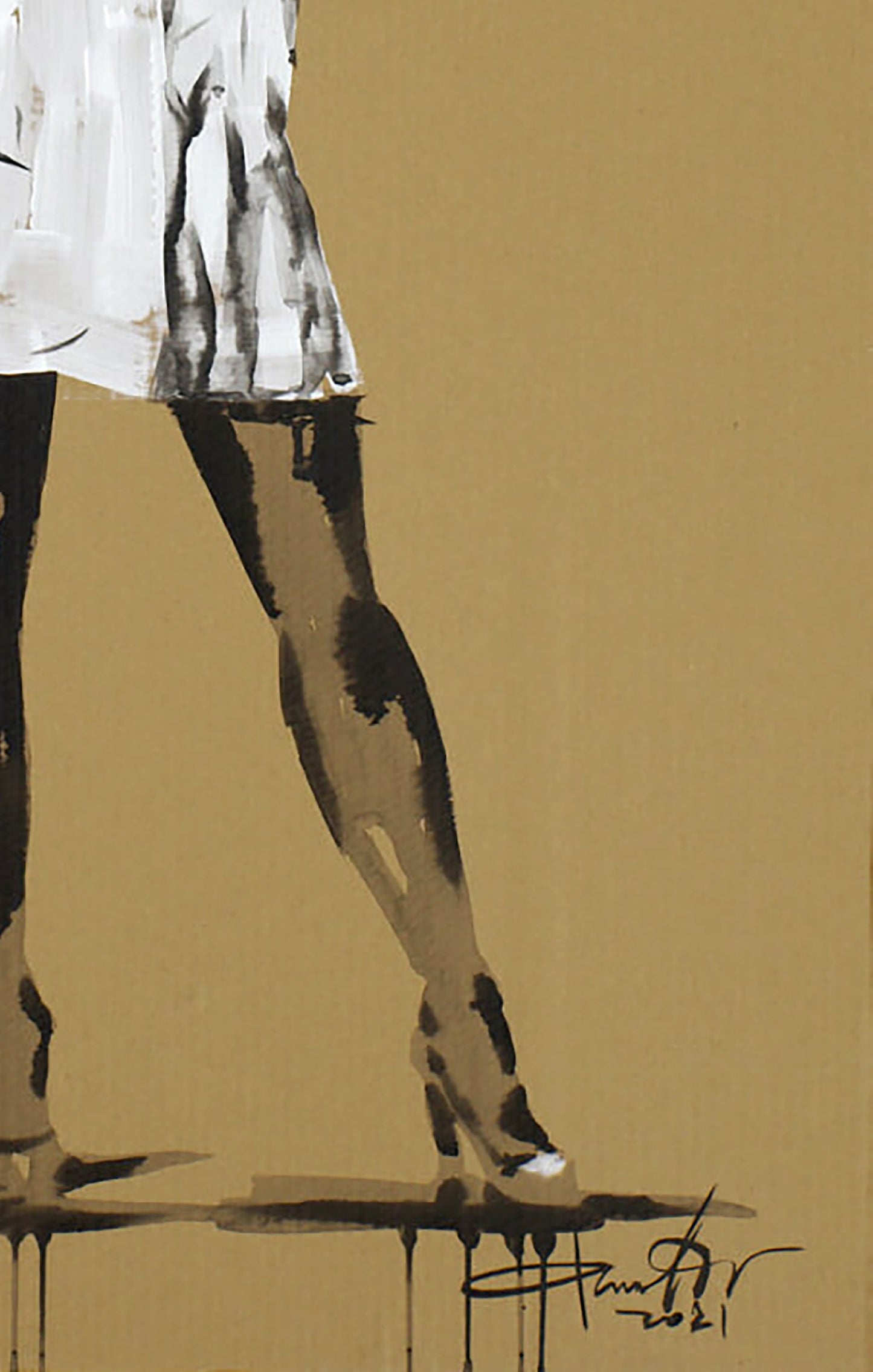 Stylized black and white legs in stockings, heels by Dima Filatov