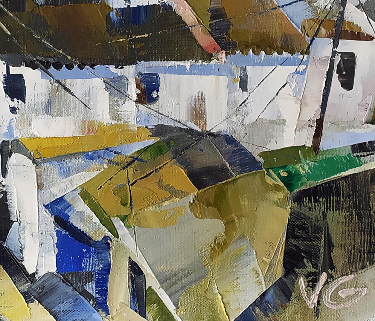 Abstract oil painting Mirror street of the city by Volodymyr Gluhomanyuk