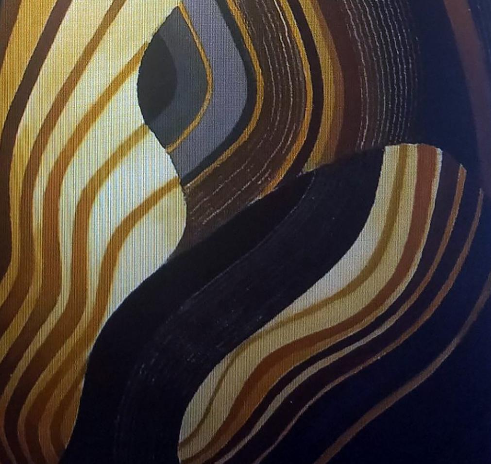 Oil painting Vibration by Alexander Strashevich with wavy gold stripes