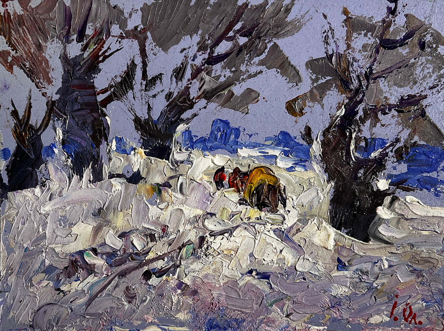 Textured impressionist winter landscape by Oleksiy & Oksana Ivaniuk