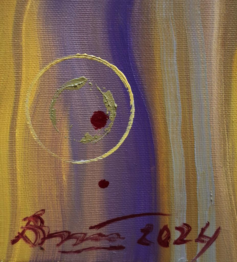 Oil painting The Lost World by Sergiy Voichenko with gold red circle