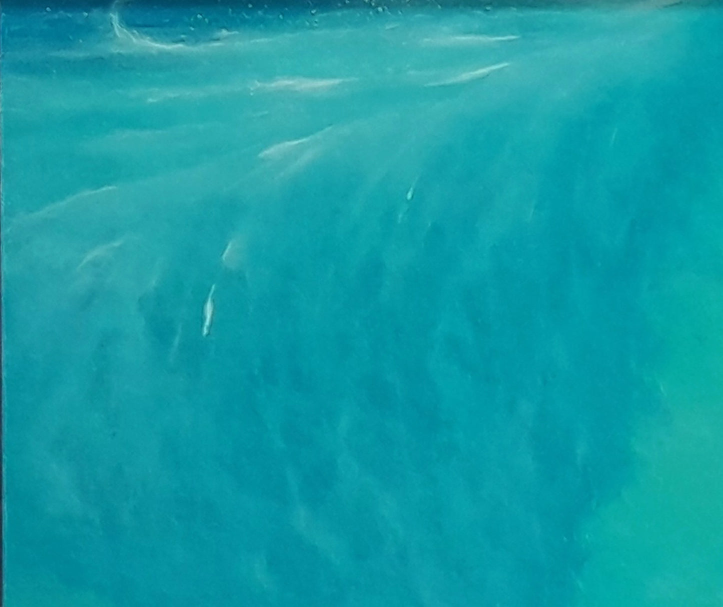 Oil painting The silence of the depths of the seabed by Vasily Korkishko, turquoise underwater scene