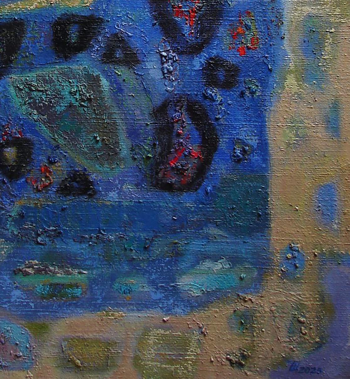 Oil painting Interpretation of the Moonlight by Tatyana Shulyak, abstract blue textures