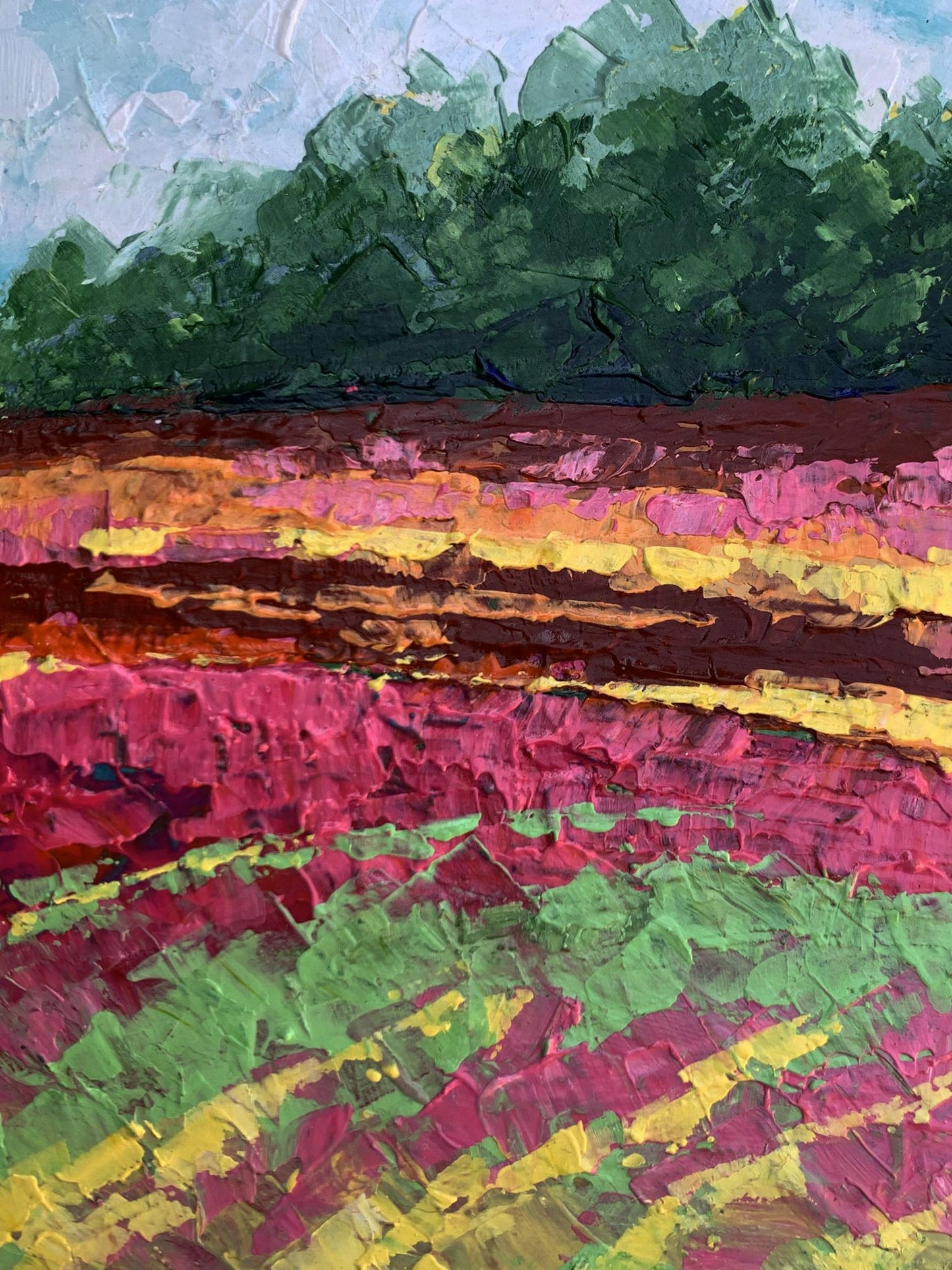 Vibrant impressionist oil painting of colorful field by V. Zadorozhnya