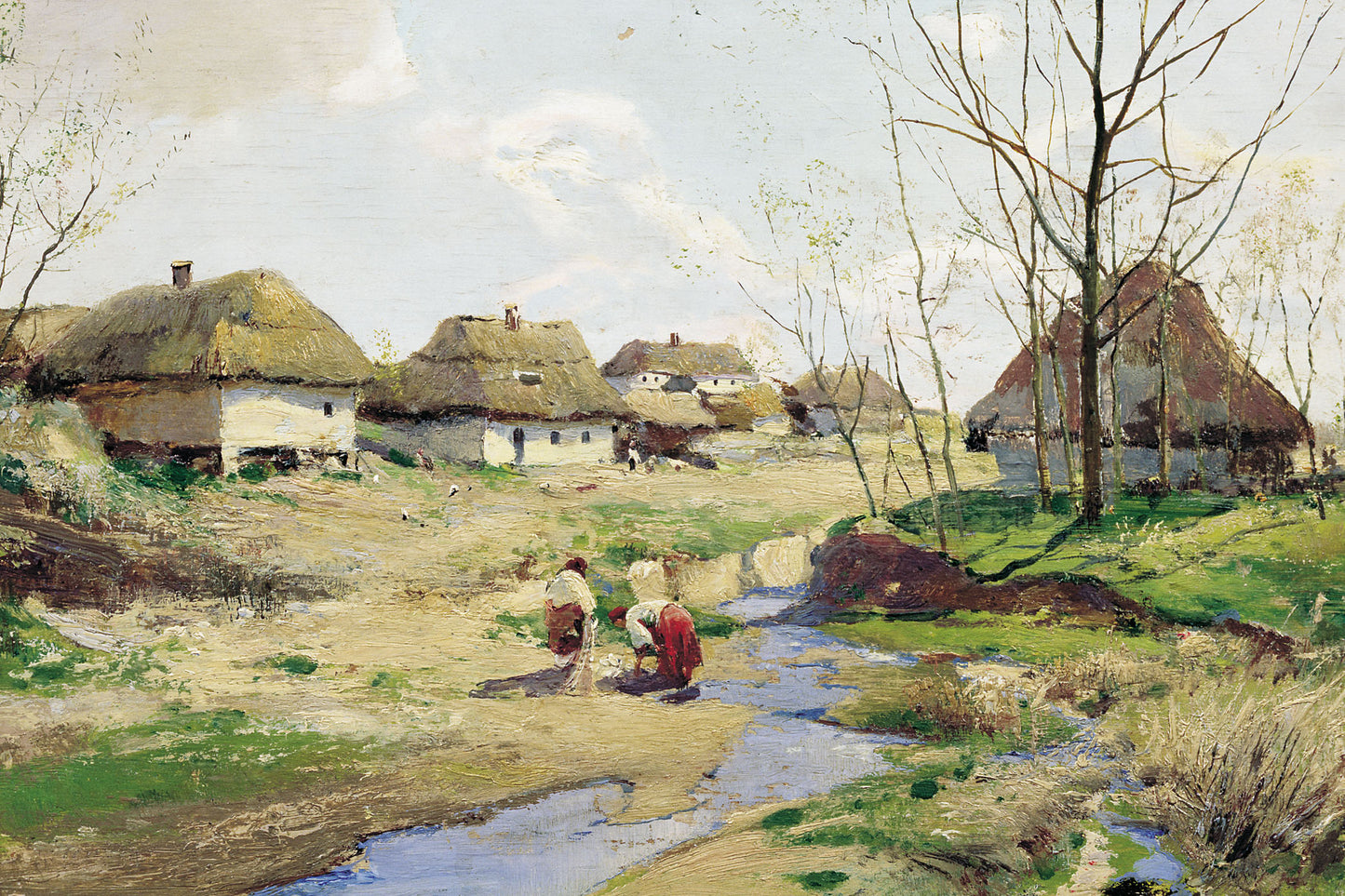 Rare Vasylkivsky Serhii impressionistic rustic village landscape painting