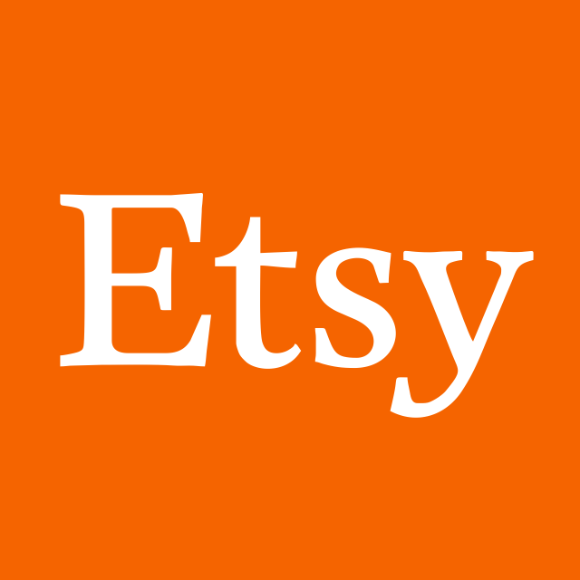 White ’etsy’ logo on an orange background.