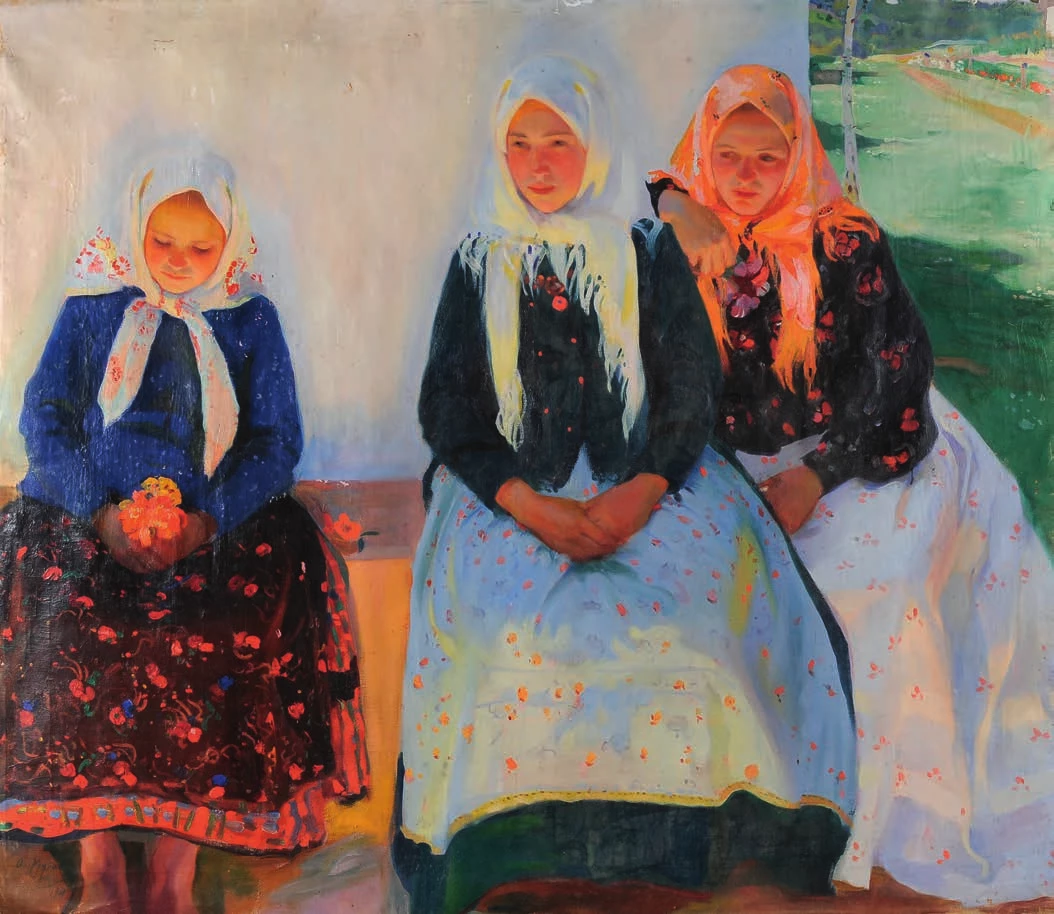 Oleksandr Murashko oil painting of three women in folk attire