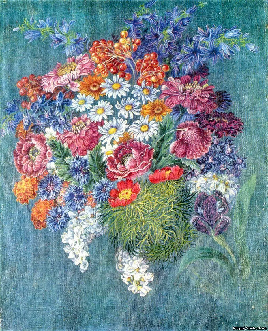 Collectible Kateryna Bilokur Ukrainian folk art floral still life bouquet