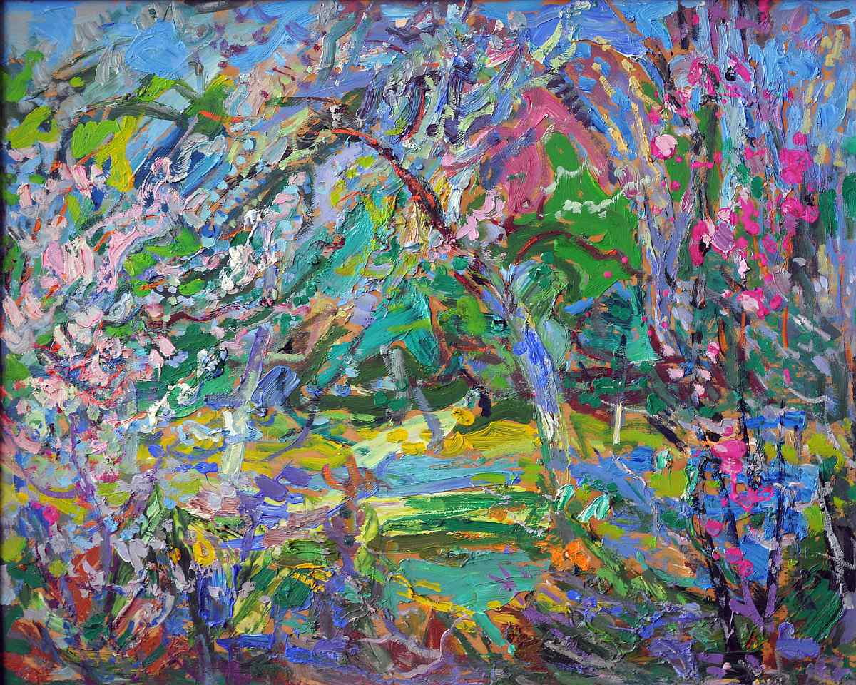 Vibrant Mykola Hlushchenko post-impressionist garden painting
