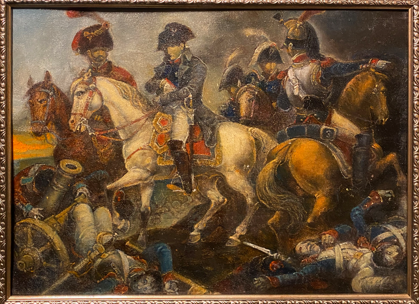 Oil painting by Peter 1 Litvinov Oleg Arkad’yevich of dynamic battle on horseback