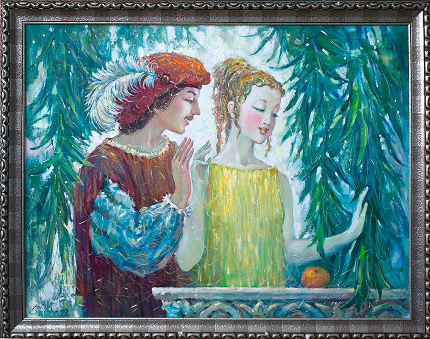 Oil painting Romeo and Juliet by Dubinin Yurii in silver frame