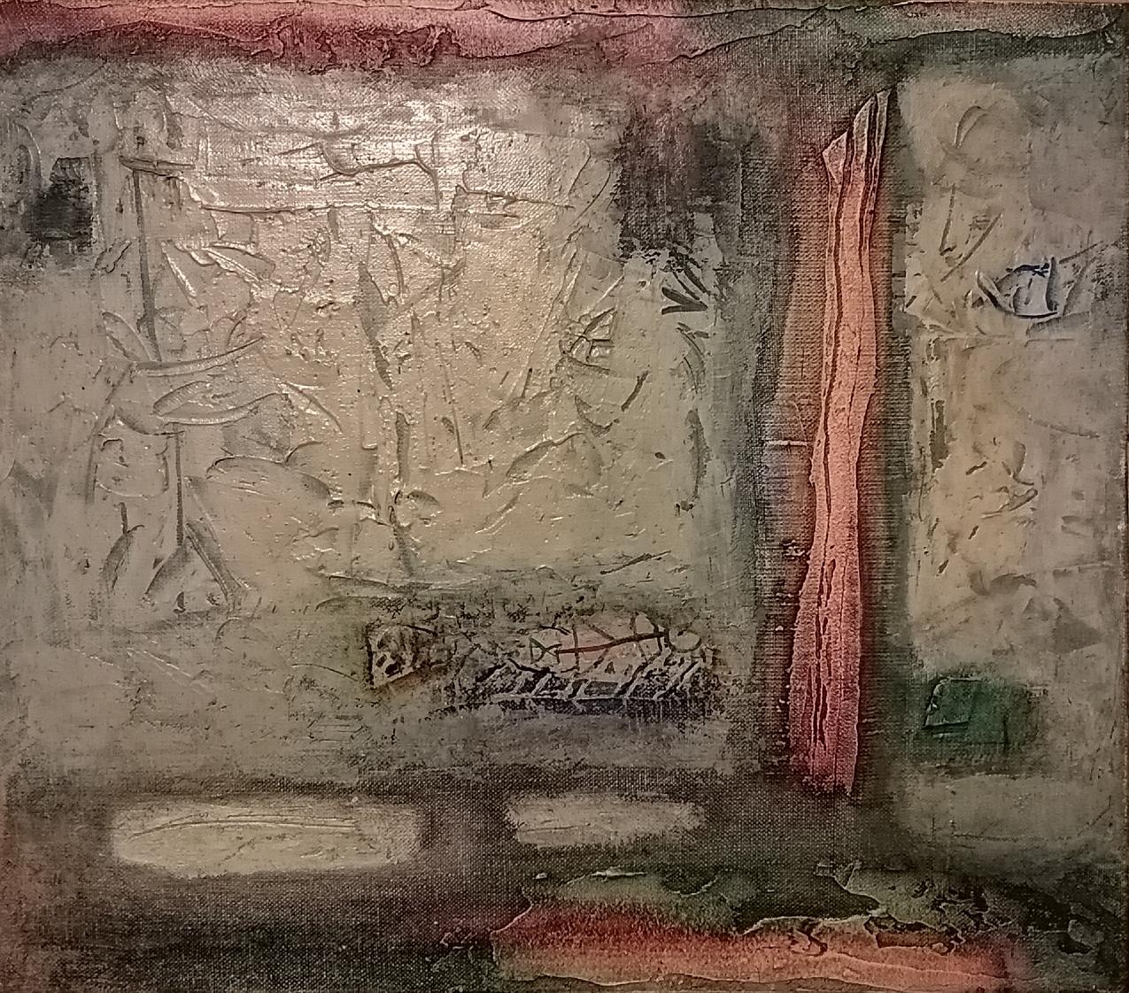 Abstract oil painting Immaculate by Yushkov Svatoslav in gray beige pink tones