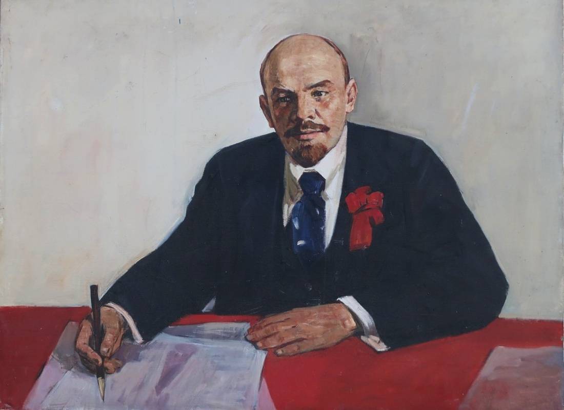 Oil painting of Vladimir Lenin at work by Konovalov Yu.A