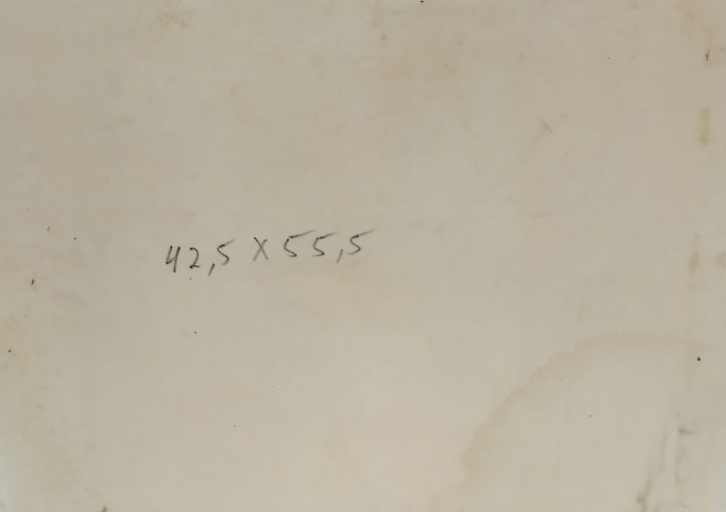 Back of oil painting Portrait of Madam Alexander Arkadievich Litvinov with handwritten 42.5 x 55.5 inch dimensions on beige paper