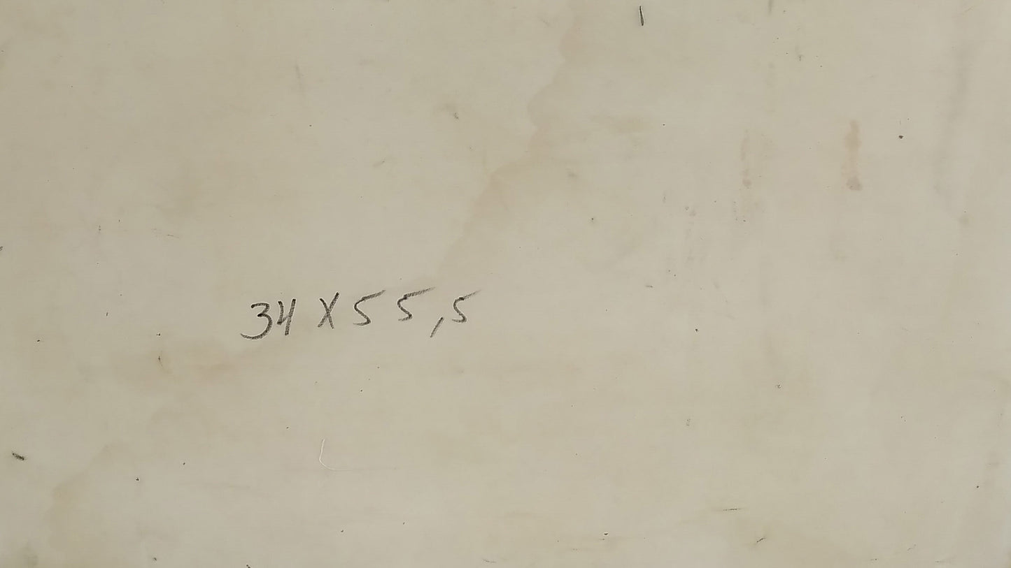 Back of Litvinov oil painting with handwritten 34 x 55.5 cm on aged paper