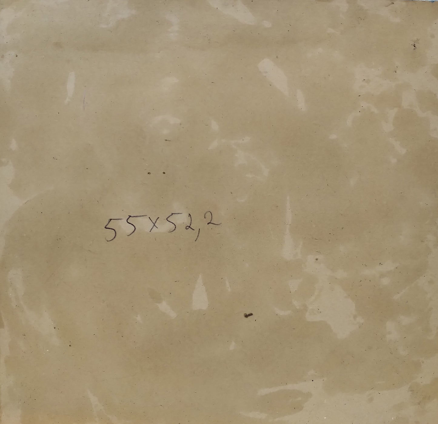 Back of beige marble tile with veining, measurement mark, Litvinov glamor girl painting