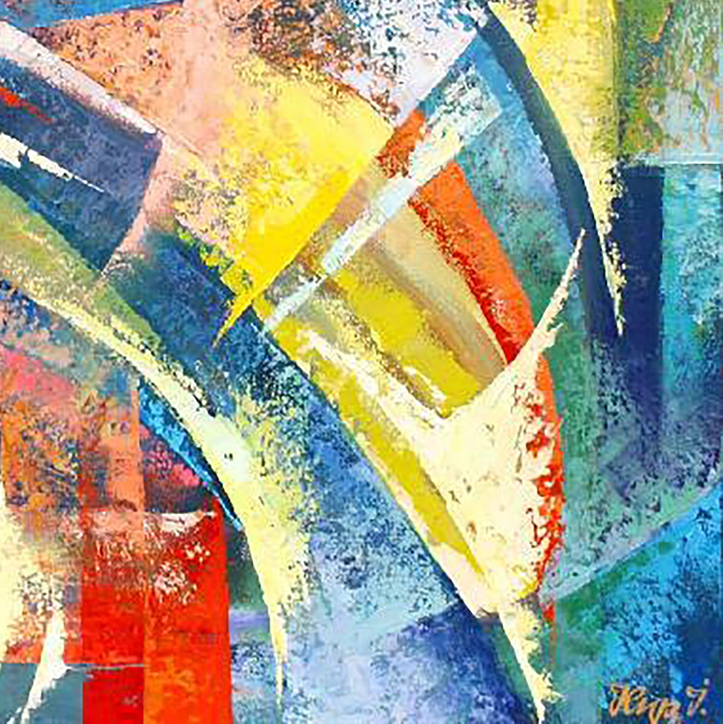 Vibrant Flight oil painting by Kirilenko Ivan with bold yellow blue red green strokes
