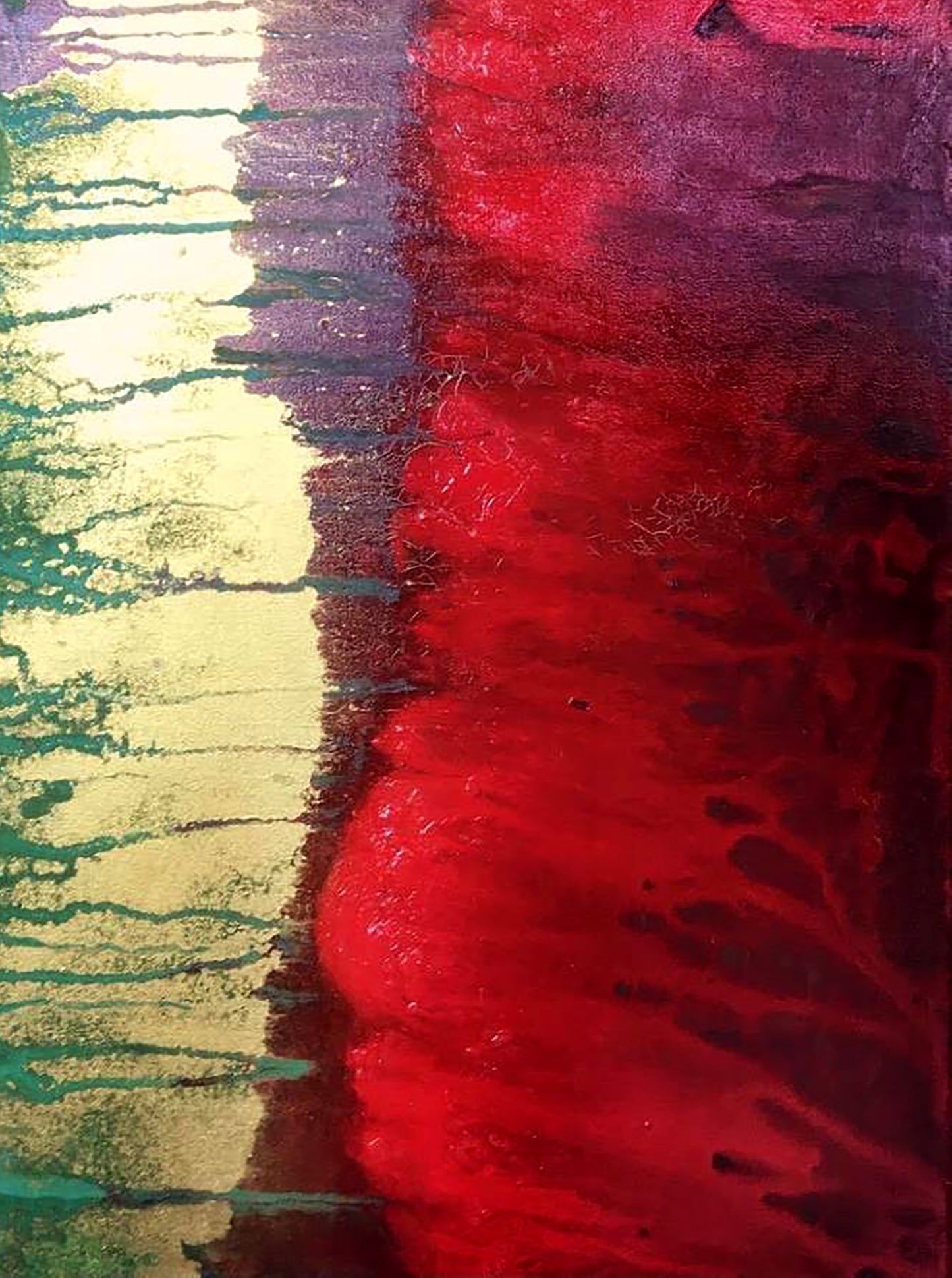 Acrylic painting Excitation by Melezhik Olga with red purple gold bands